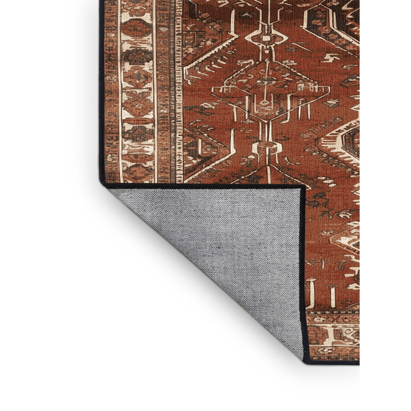 Tapis brun lavable à la machine, Rond 3 pi