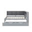 Lit de jour double en bois avec lit gigogne simple, lit de jour équipé d'une tablette de rangement et de stations de recharge USB-2018630662-2018630661