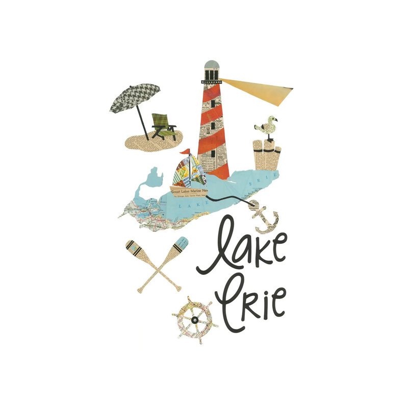 «Lake Erie Lighthouse» par Paper Cutz, impression sur toile tendue, H 26 po x l 18 po x 1,5 po