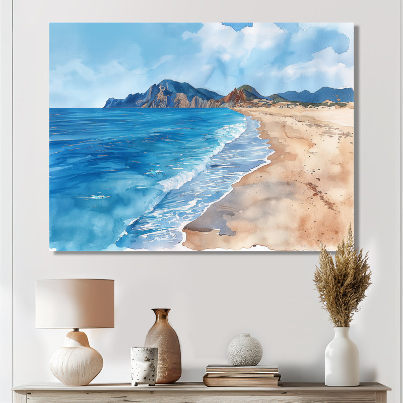 Évasion balnéaire italienne bleu et blanc III - Décoration murale de plage, Sans cadre en métal, H 12 po x l 20 po
