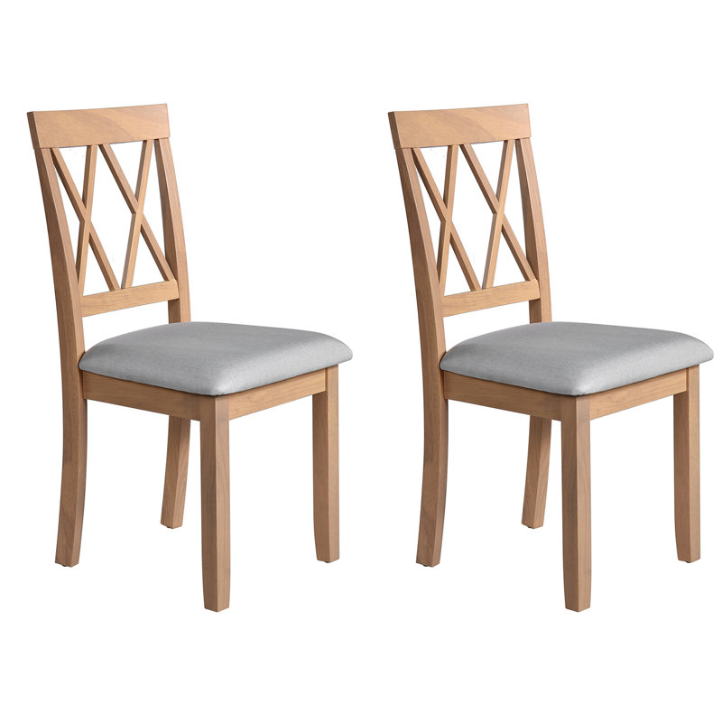 Ensemble de 2 chaises de salle à manger, chaises d'appoint de salle à manger rembourrées en tissu avec pieds en bois massif et siège rembourré -