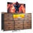 11-Drawer Dresser TV Stand with LED Lights & Power Outlets - Bedroom Media Console, Fabric Drawers & Hooks-147023720