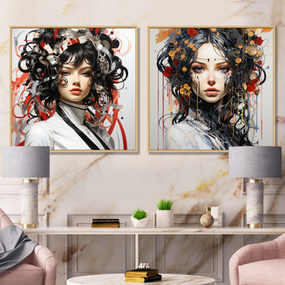 «Digital Dreams Cybernetic Woman Portrait IV», ensemble de 2 reproductions d'art mural