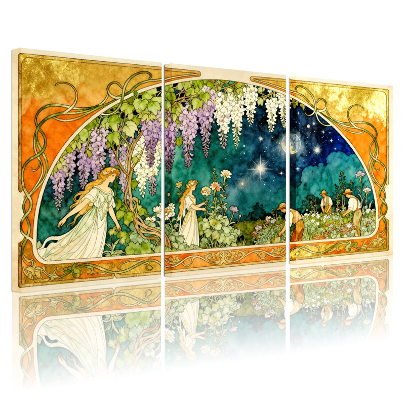 Ensemble de 3 reproductions d'art sur toile fantaisie et science-fiction, H 24 po x l 48 po