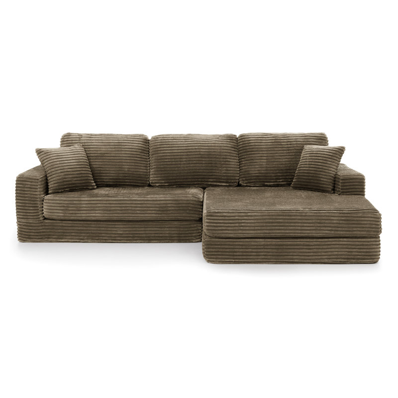 Lit en forme de L comprimé en brun pour petit canapé de chambre à coucher avec salon à divertissement large