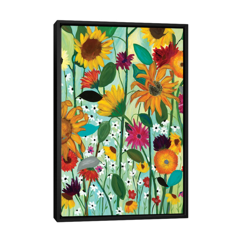 « tournesol », reproduction d’impression sur toile, H 26 po x l 18 po x P 1,5 po, Toile avec cadre noir, Pas de tapis