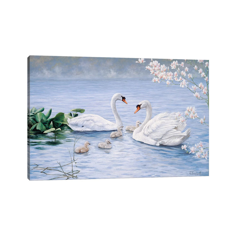 Proud Swan Family by Peter Motz - Wrapped Canvas Gallery-Wrapped Canvas Giclée, 152.5 cm H x 101.5 cm W