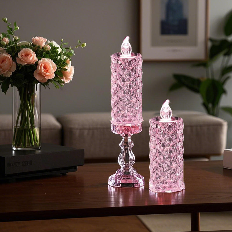 Bougies sans flamme à DEL Rose Shadow, 6PCS, bougies romantiques à piles, bougies à pilier pour les décorations de mariage romantique de la Saint-Valentin