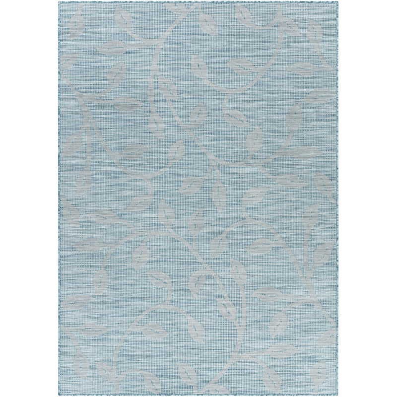 Tapis bleu à motif floral Brimberry, Rectangle 6 pi 7 po x 9 pi