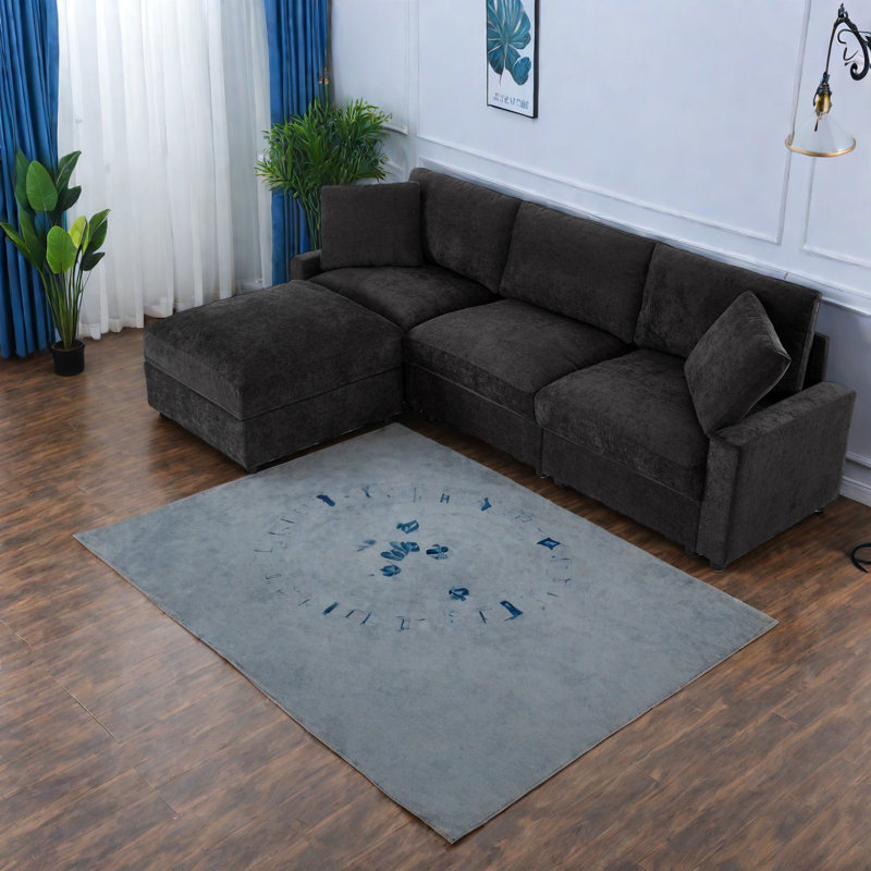 Canapés modulaires en forme de L avec rangement, conception moderne en polyester pour les salons compacts