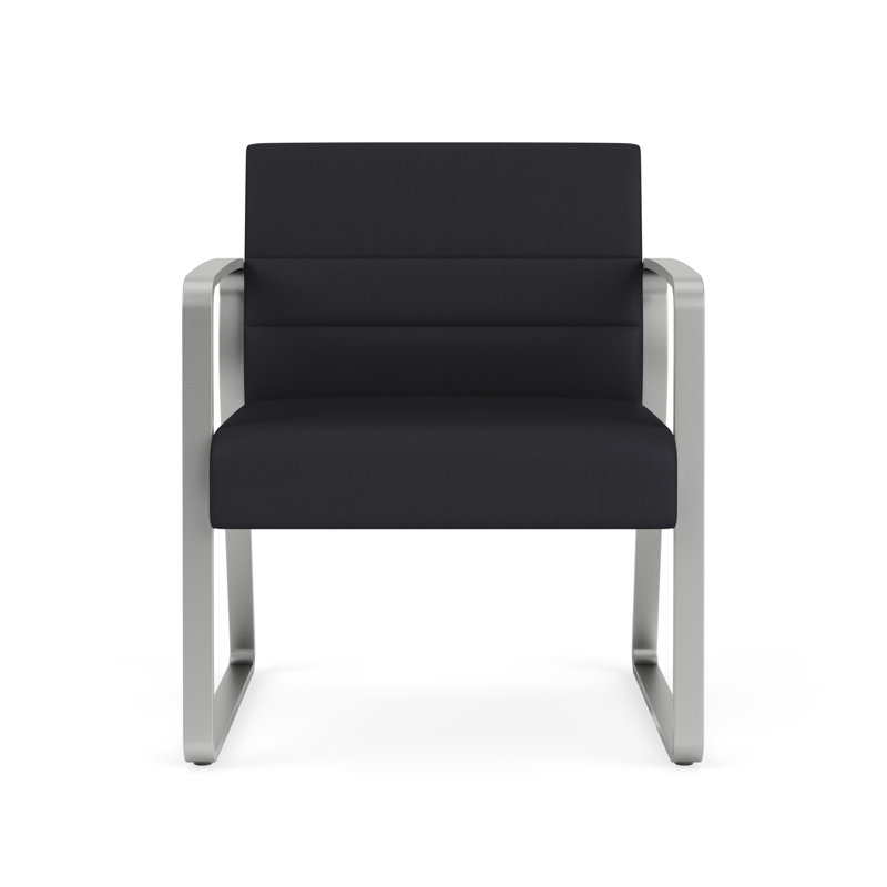Structure en métal à base de chaise d'invité surdimensionnée Waterfall, Argent, Vinyle noir Patriot Plus