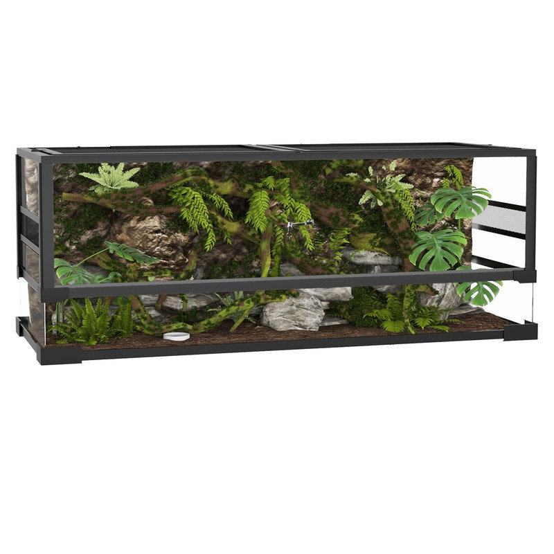 50 Gallon Reptiles Vivarium Large, 91x46x46cm Top Opening Bearded Dragon Vivarium with Top & Side Screen Ventilation, 190L Reptile Terrarium Cabinet for Leopard Geckos, Royal Pythons, Corn Snakes, Snail