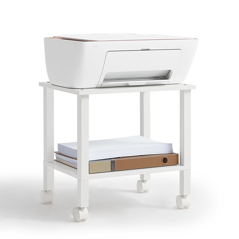 Support pour imprimante à 2 niveaux avec rangement, table pour imprimante sous le bureau, chariot pour imprimante
