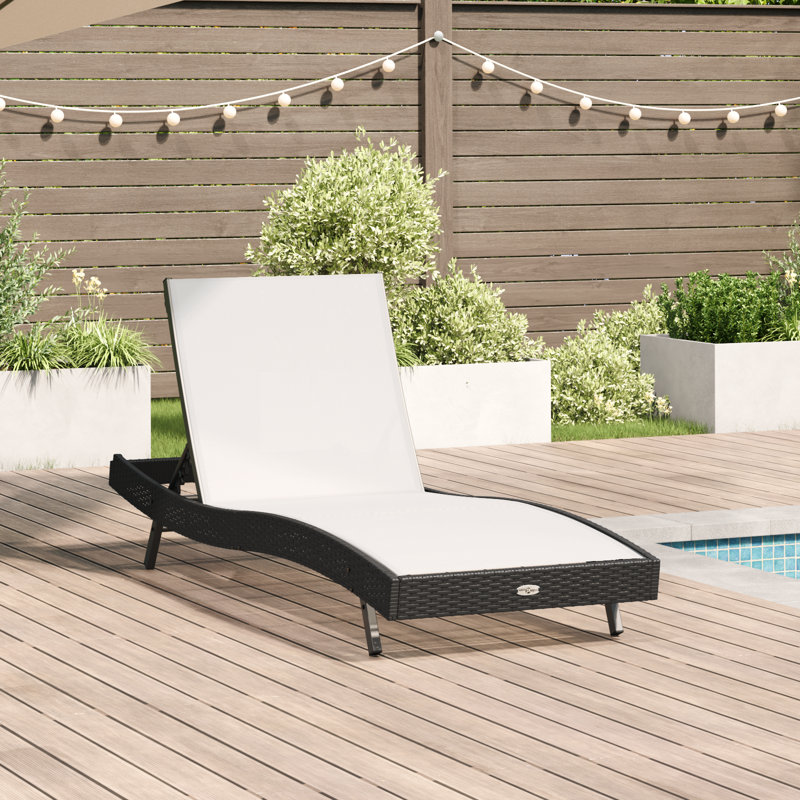 vidaXL Sun Lounger Reclining Poly Rattan Garden Terrace Recliner Outdoor Seat, Cream White