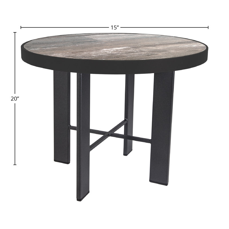 Tables Outdoor Round Side Table, Carbon Black, Pallazo White