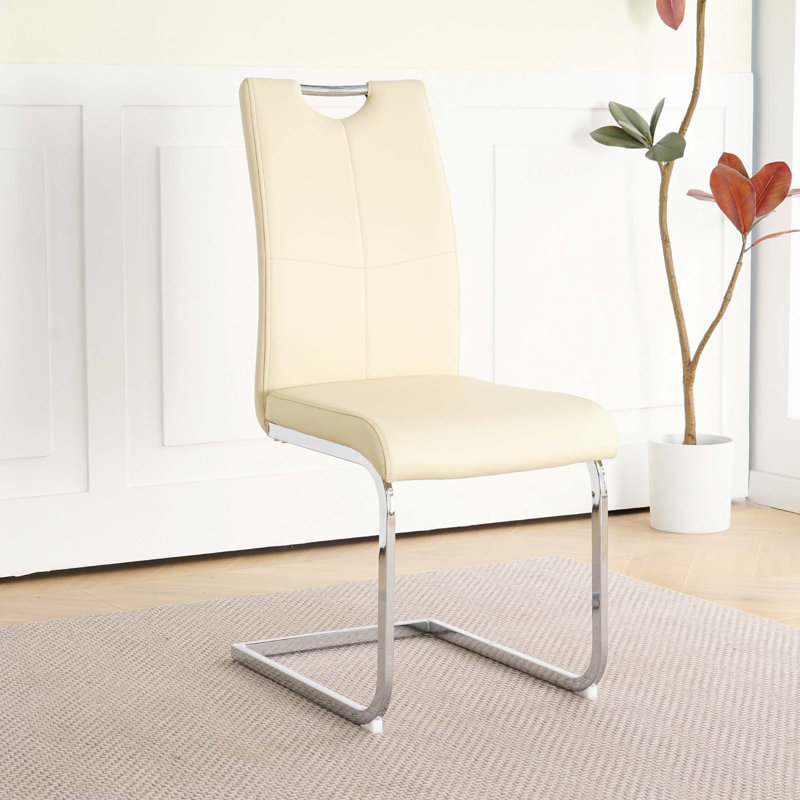 PU Dining Chair Living Room Chair(Set Of 2), Light Yellow