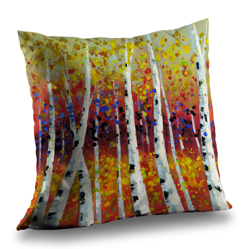 Colored Birches Office Contemporary Poly Twill Throw Pillow