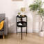 2 tables de rangement avec rangement - métal noir et bois stable côté meubles de salon pour un espace pratique