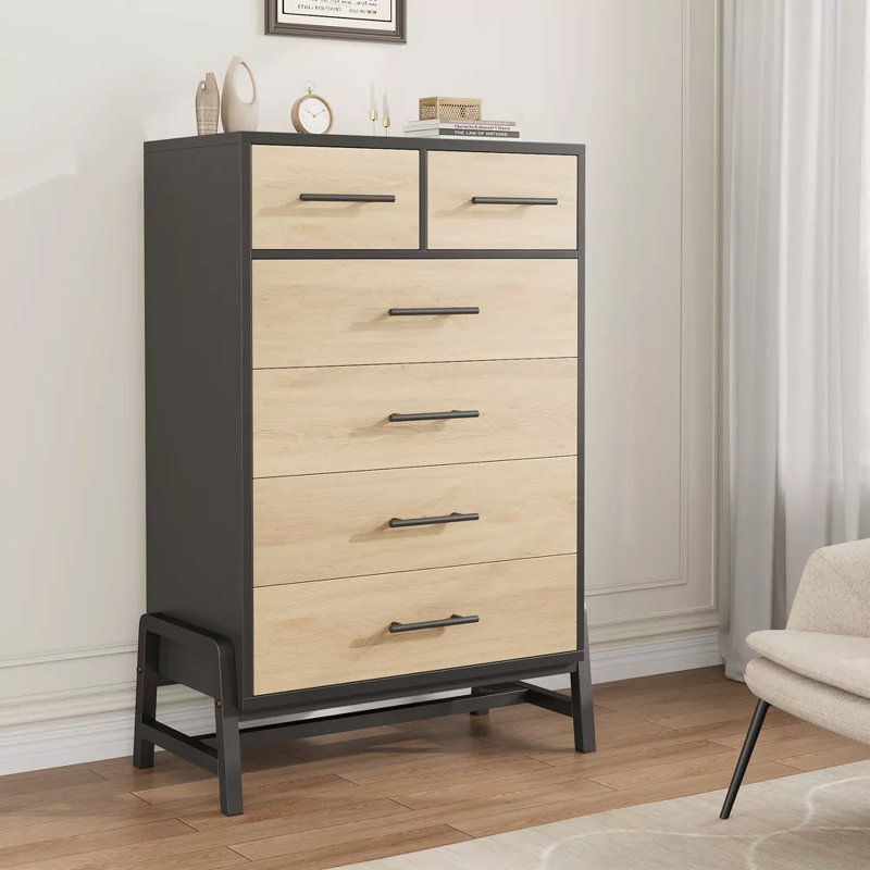 Commode l 29,5 po Mangu, commode avec rangement de 46,6 po de hauteur et commode, Anthracite