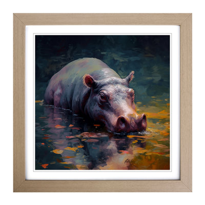 Hippo Impressionism - Framed Print