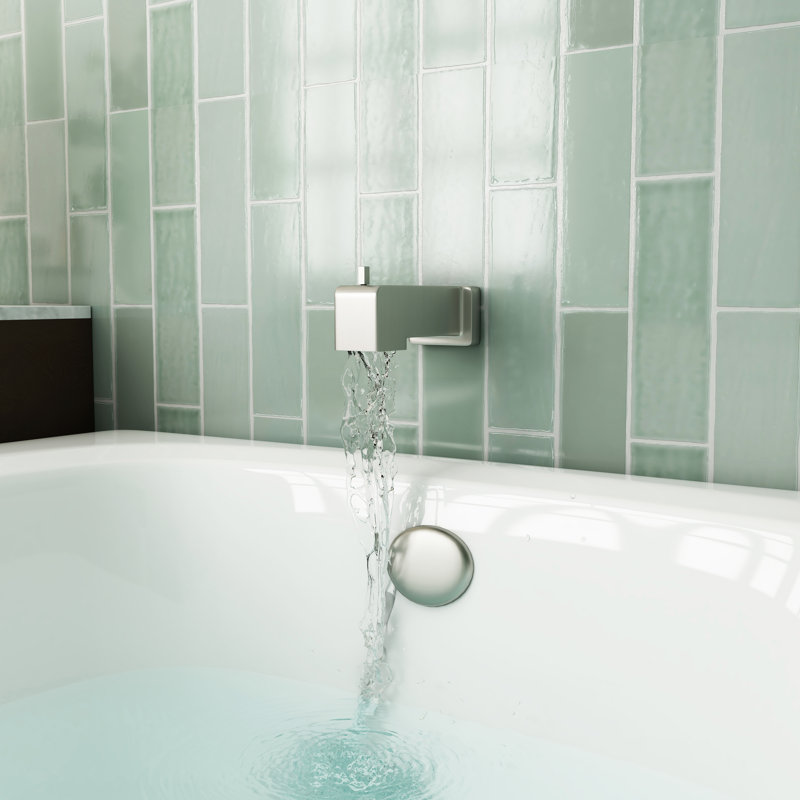 Ensemble de douche de remplacement pour pomme de douche carrée 7 fonctions et bec de baignoire 6,5 pouces, Nickel brossé