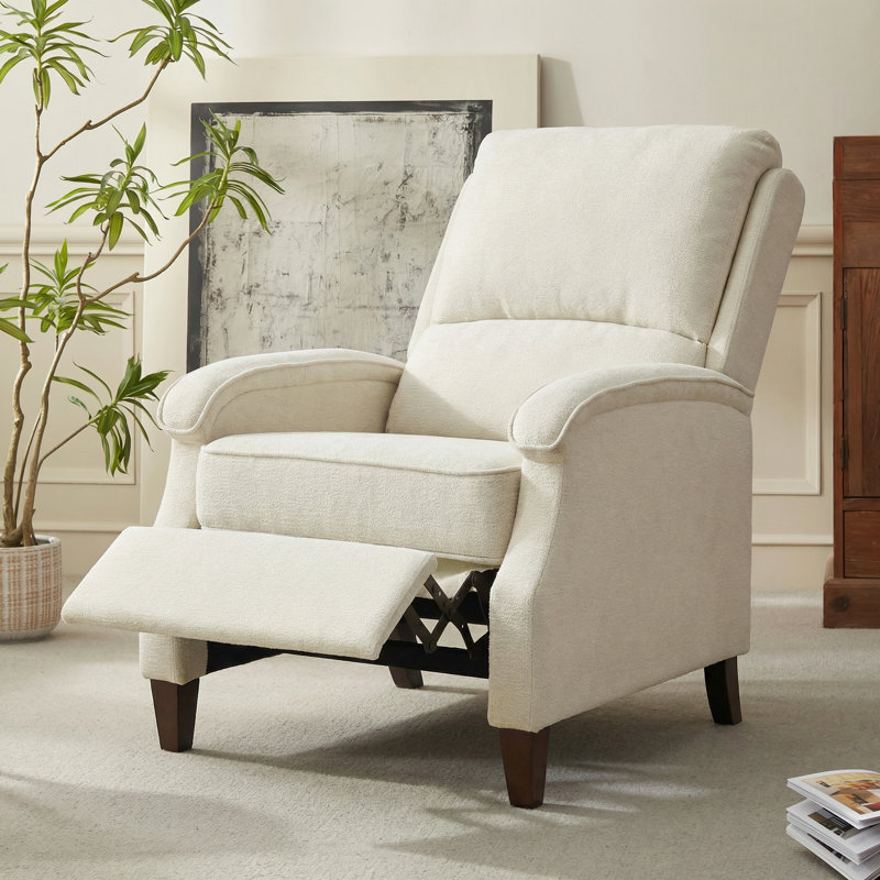 Fauteuil inclinable manuel rembourré de 30,3 po de largeur pour salon, Tissu beige