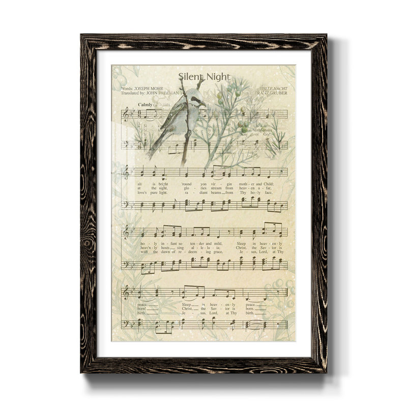 Silent Night - Reproduction d'art textuel sur papier encadré, Noir, H 44 po x l 31 po x P 1 po