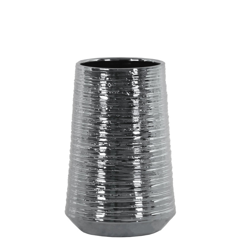 Table Vase 1, 8.5" H x 5.75" W x 5.75" D, Silver