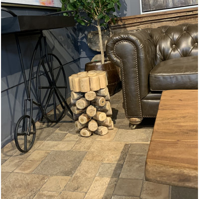 Table de bout en blocs de bois massif Ferro