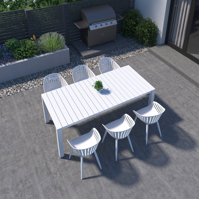 Amazonia Pether Outdoor Patio Aluminum And Resin Dining Set, 6