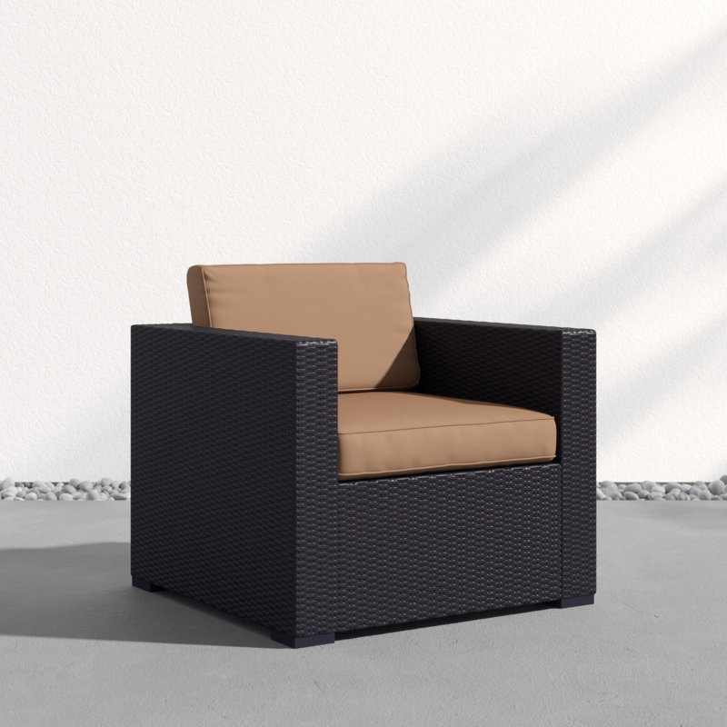 Chaise d'extérieur avec coussins Arbedella Lawson, Moka