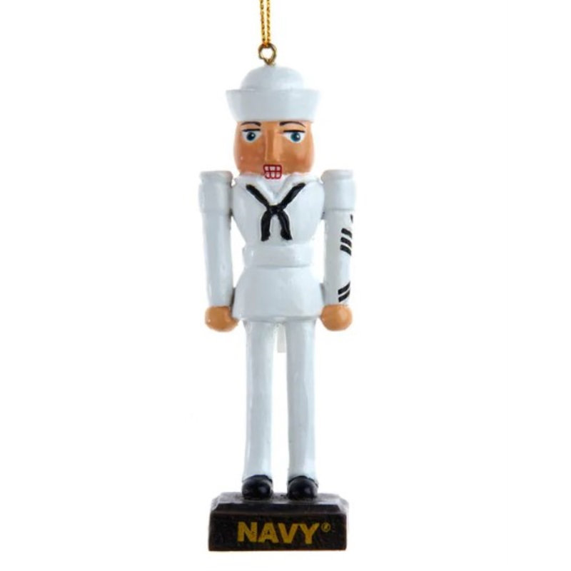 White and Black Resin Navy Sailor Nutcracker Ornament