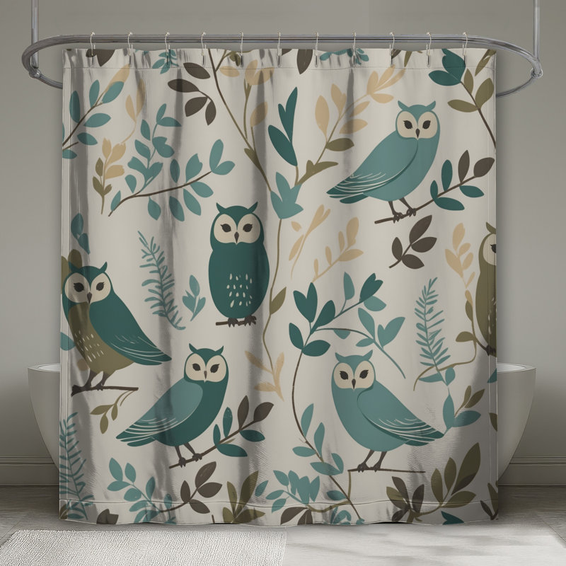 Rideaux de douche Owl And Leaf, 70 po l x 72 po H