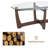48" Oval Glass Coffee Table with Wood Base, Cherry-58467131-58466501