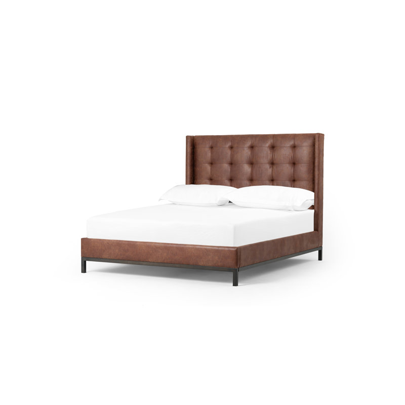 Newhall Upholstered Wingback Bed, Queen