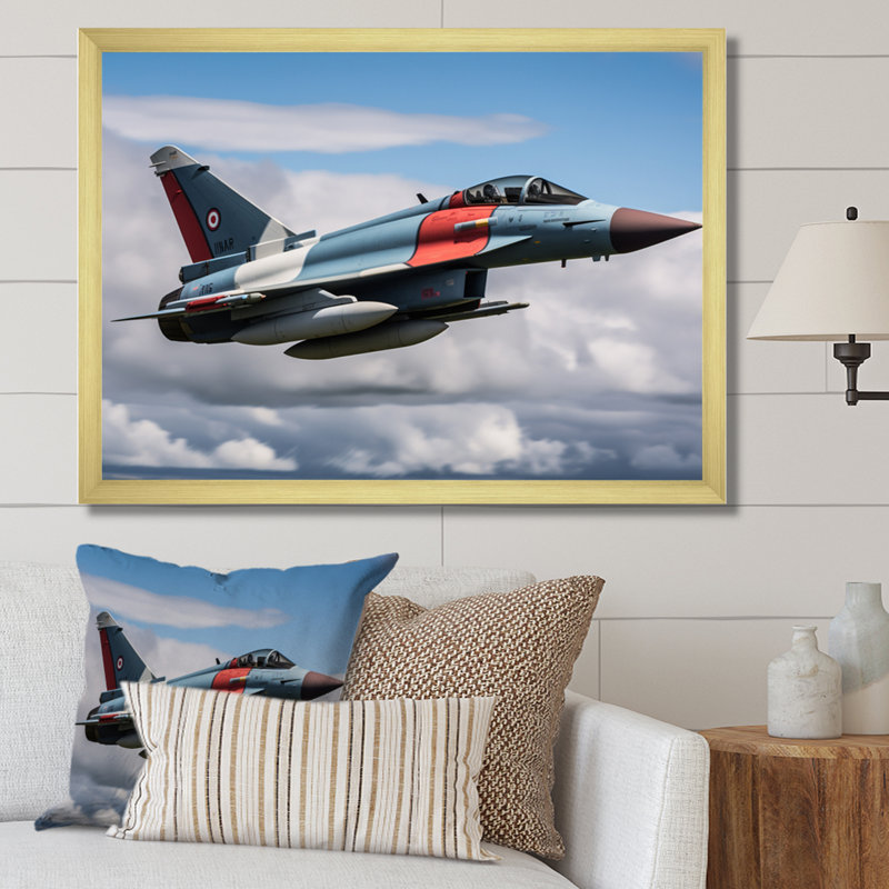 Avion de chasse militaire II sur toile, Cadre doré à une seule photo, H 12 po x l 20 po x P 1 po