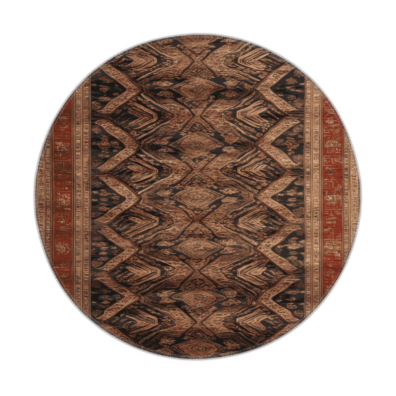 ArtDeco Brown Indoor and Outdoor Area Rug, Round 5'