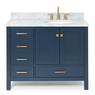 Flynt 43'' Single Bathroom Vanity with Carrara Marble Top