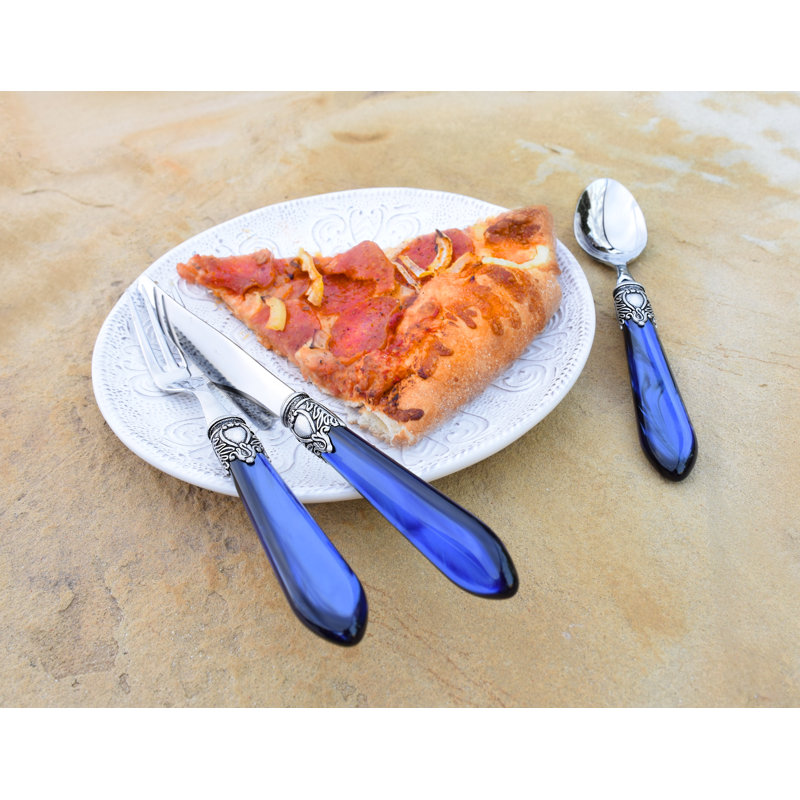 Oxford 5 - Piece Stainless Steel Flatware Set - Service for 1, Silver/Blue