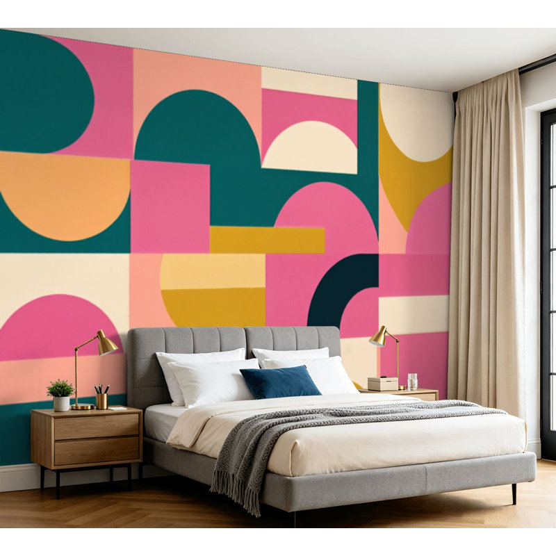 Papier peint adhésif autocollant amovible Mid-Century, 100.08" L x 144" W