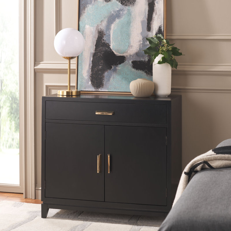 Albanie Solid Wood Accent Cabinet, Black