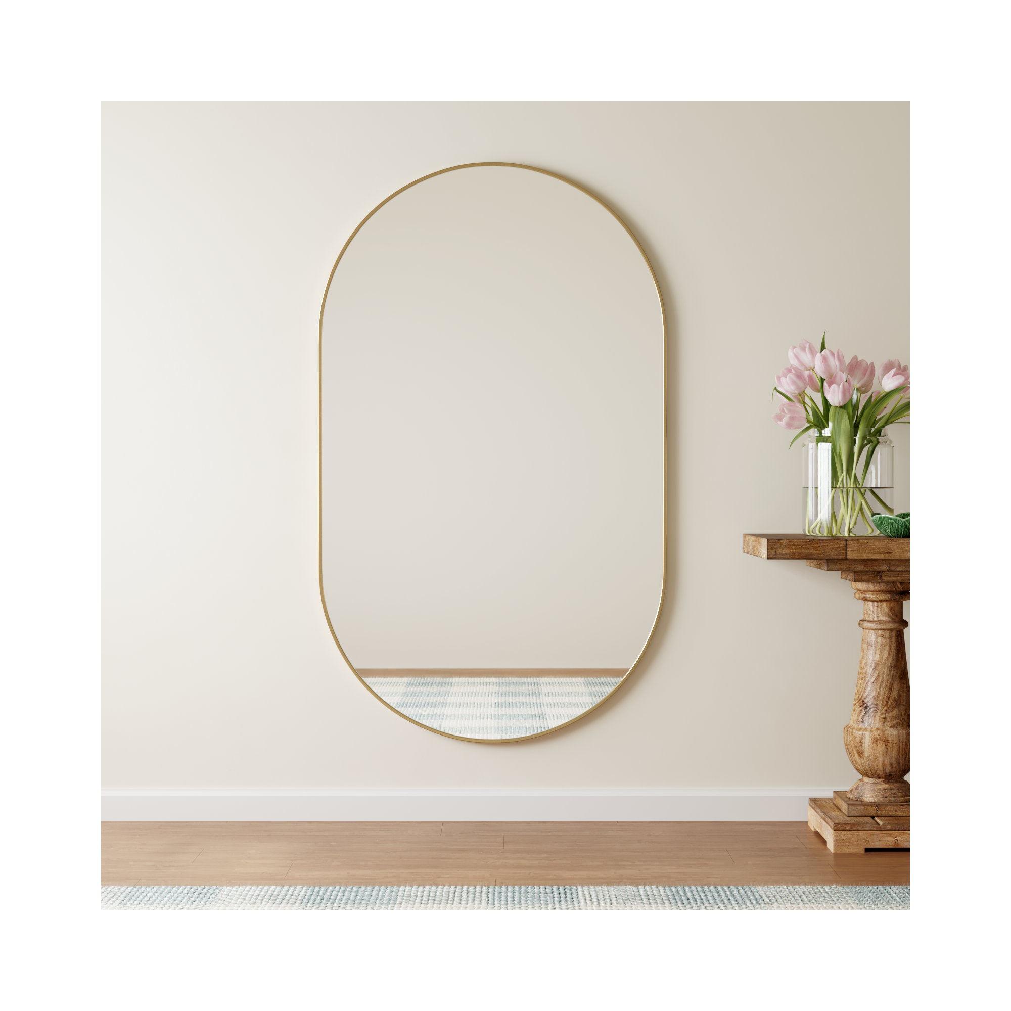 Elington Metal Oval Mirror, Brass, 60"  x 36" 