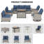 Ensemble de conversation modulaire de patio 10 pièces avec table de foyer et chaises berçantes pivotantes-961894343