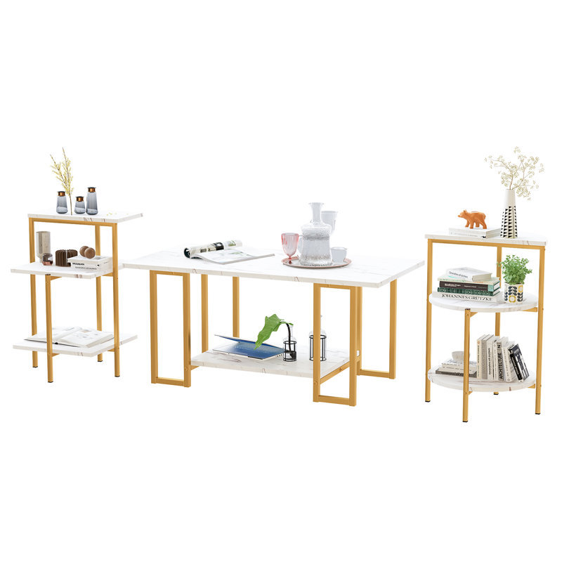 Ensemble de tables basses 3 pièces, Blanc