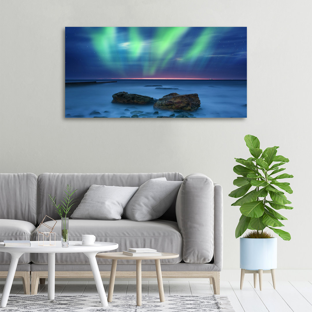 Leinwanddruck - Wandkunst - Drucke auf Leinwand - 100X50 Bildmotiv: Aurora Borealis