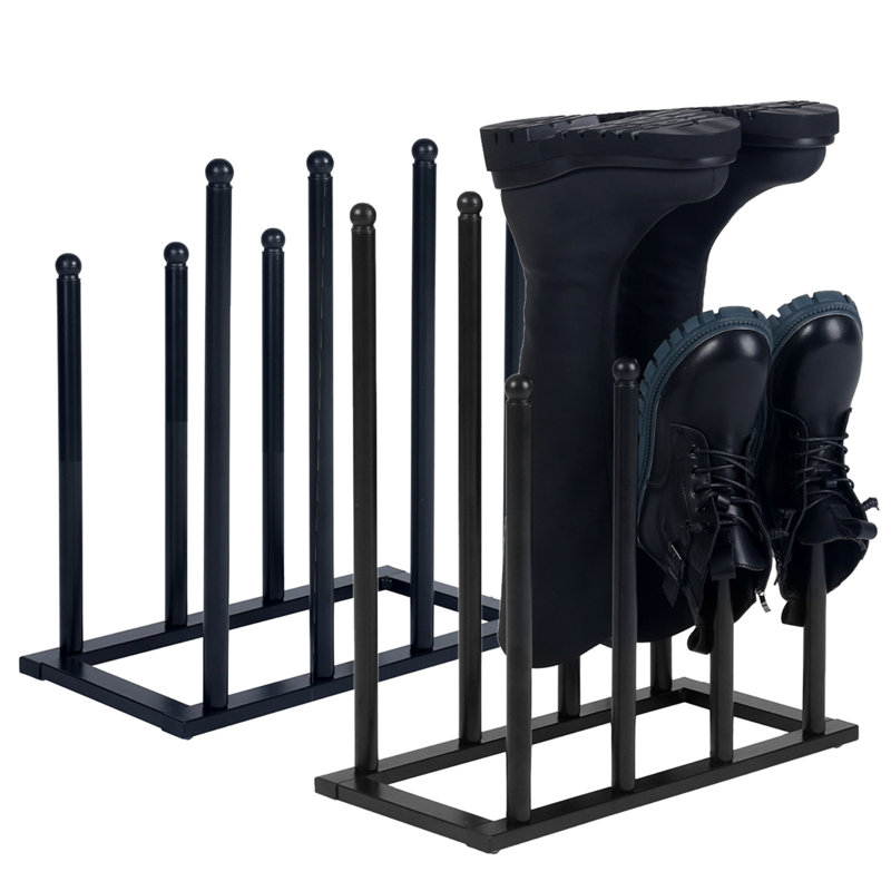 8 Pair Black Metal Boot Rack