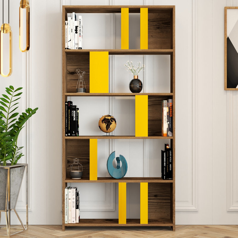 Bookcase, Walnut/Yellow