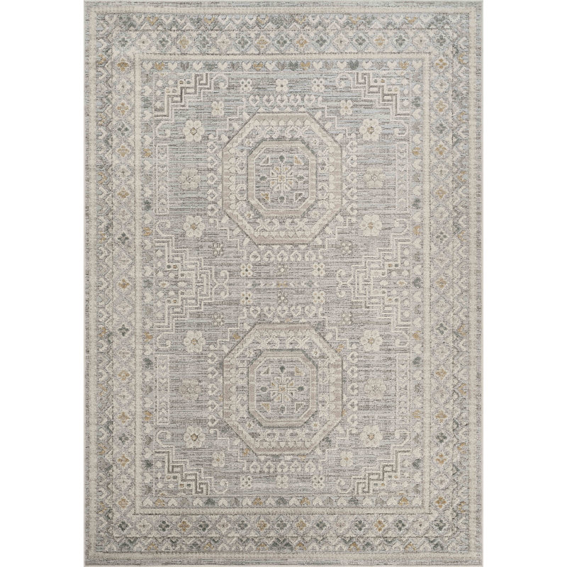 Tapis gris ardoise à médaillon traditionnel Abani Rugs, Rectangle 6 pi x 9 pi