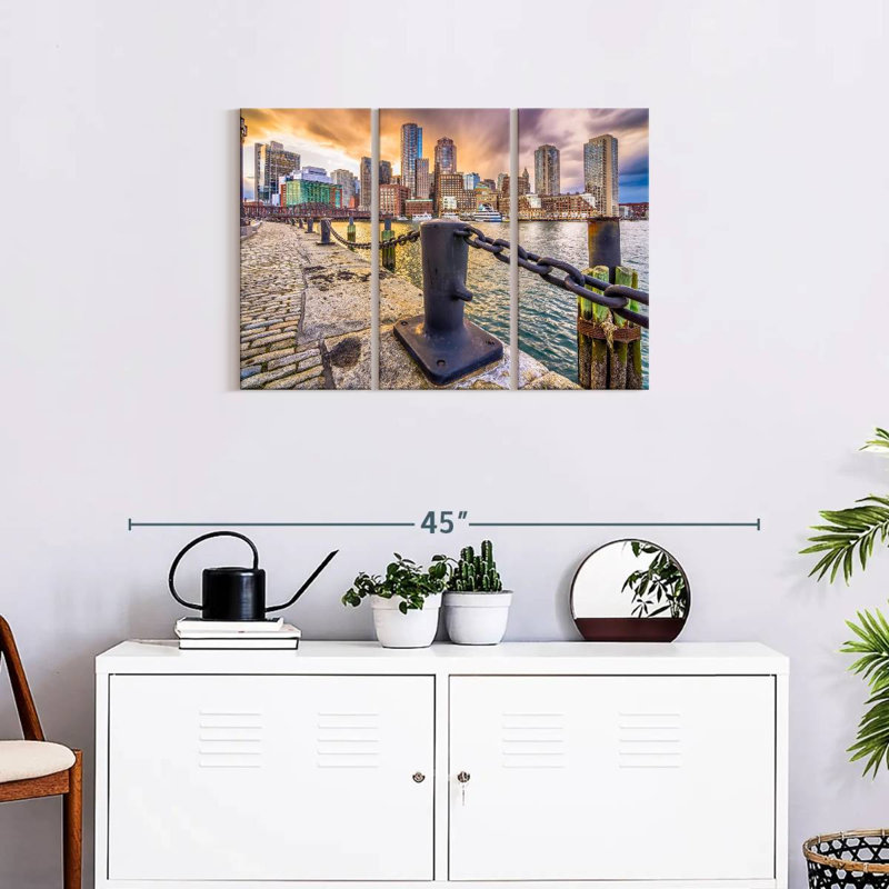 «Boston Massachusetts Harbor», 3 pièces, H 20 po x l 33 po