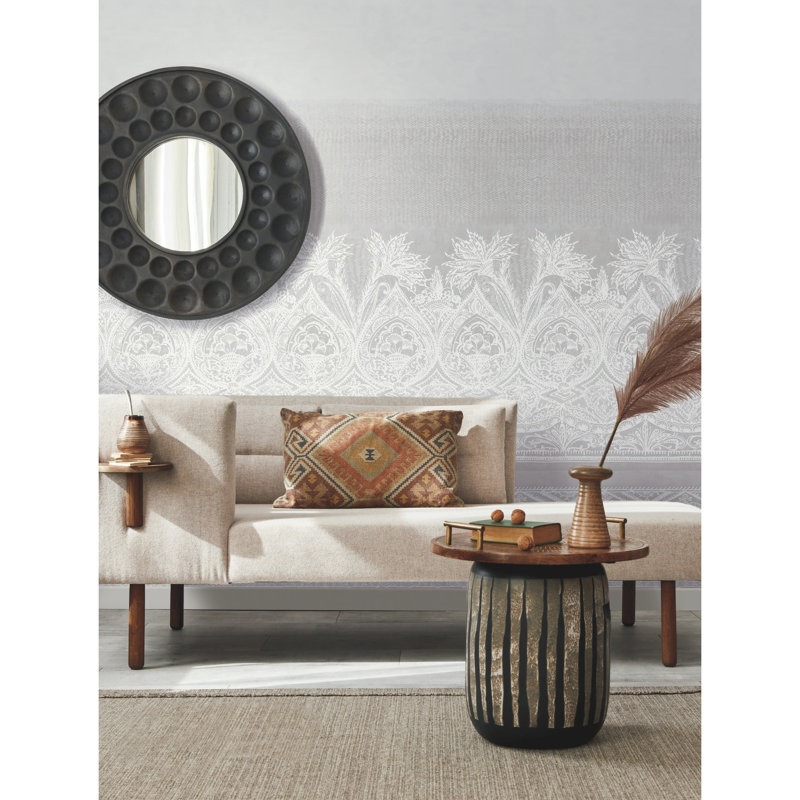 Papier peint henné, Blanc / gris